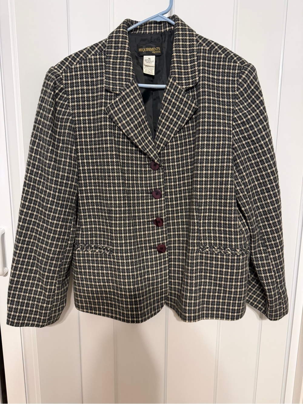 Requirements Black & Cream Houndstooth Wool-Blend Blazer